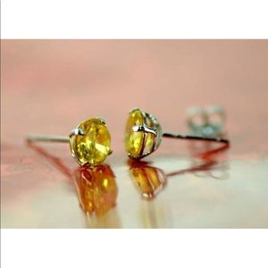 14K Pure Gold 5mm Yellow CZ Stud Earrings